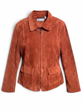 Liz Claiborne Vintage Suede Leather Jacket Rust Brown Women XL Y2K
